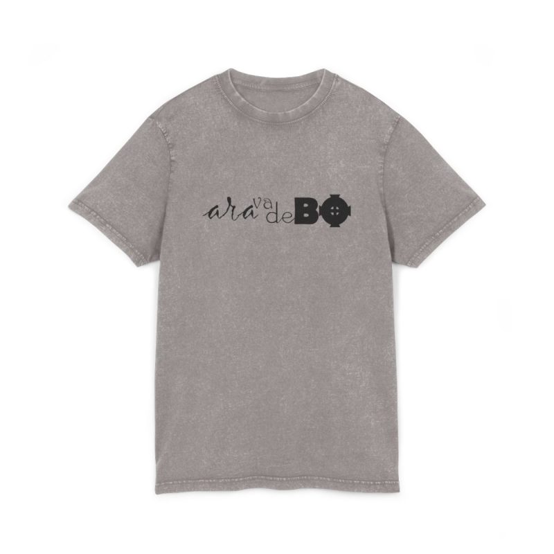 Camiseta lavado acido cuello redondo - Gris asfalto - Camiseta unisex «Ara va de BÓ»