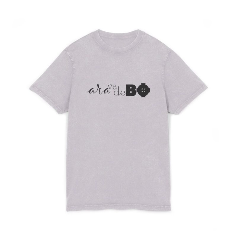 Camiseta lavado acido cuello redondo - Lila suave - Camiseta unisex «Ara va de BÓ»
