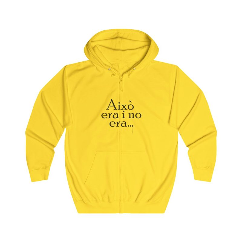 Sudadera con capucha y cremallera - Amarillo sol - Camiseta «Això era i no era…»