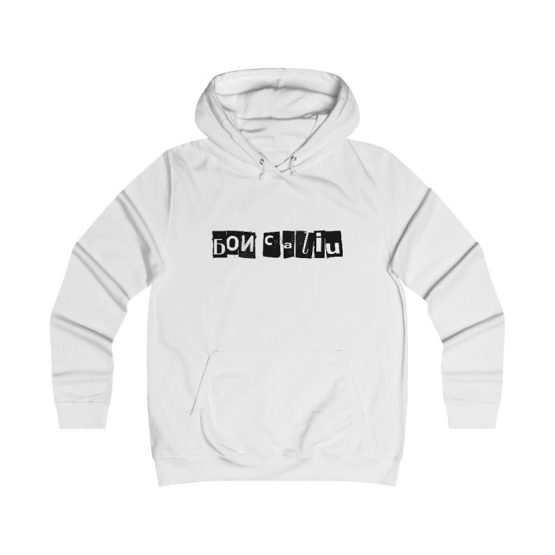 Sudadera universitaria mujer - Blanco artico - Camiseta «Bon caliu» Sudadera universitaria mujer - Blanco artico - Camiseta «Bon caliu»