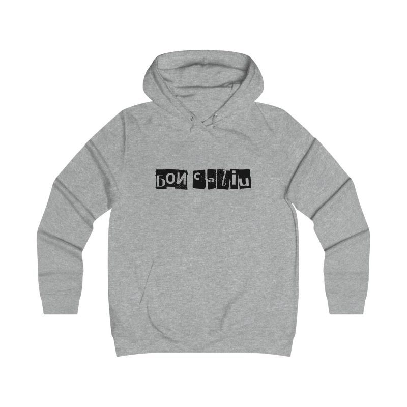 Sudadera universitaria mujer - Gris jaspeado claro - Camiseta «Bon caliu»