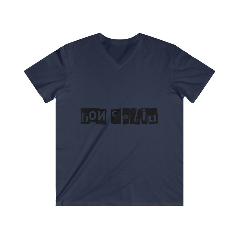 Camiseta hombre entallada cuello de pico - Azul marino - Camiseta «Bon caliu» Camiseta hombre entallada cuello de pico - Azul marino - Camiseta «Bon caliu»