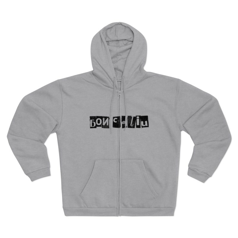Sudadera capucha con cremallera premium - Gris jaspeado claro - Camiseta «Bon caliu»