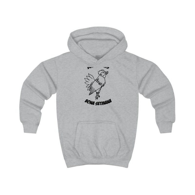 Sudadera con capucha infantil - Gris jaspeado claro - Camiseta «Bon dilluns, bona setmana»