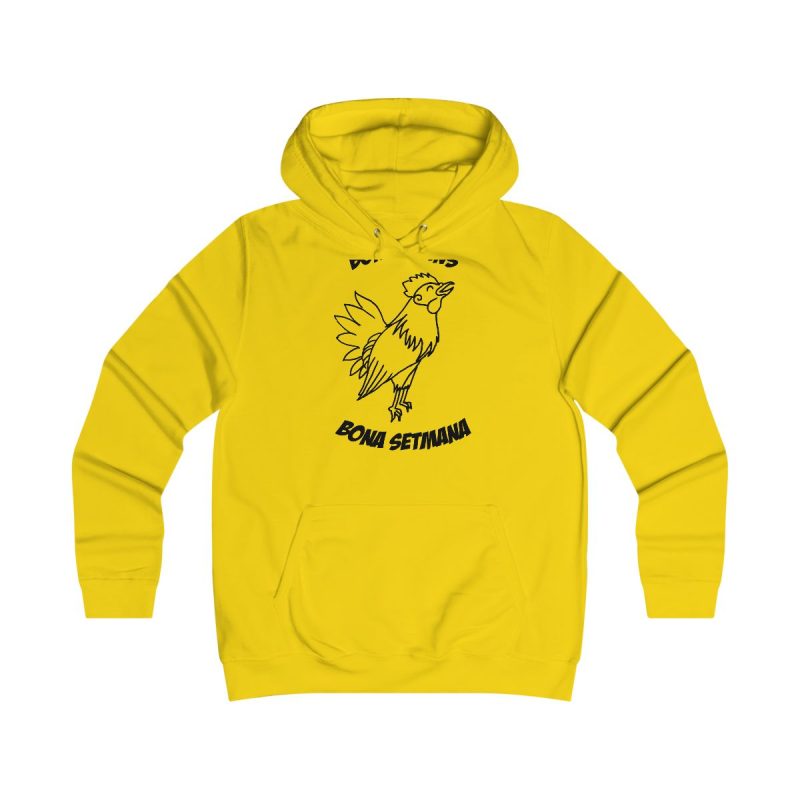 Sudadera universitaria mujer - Amarillo sol - Camiseta «Bon dilluns, bona setmana»