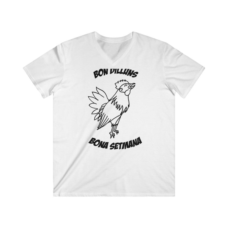 Camiseta hombre entallada cuello de pico - Blanco - Camiseta «Bon dilluns, bona setmana»