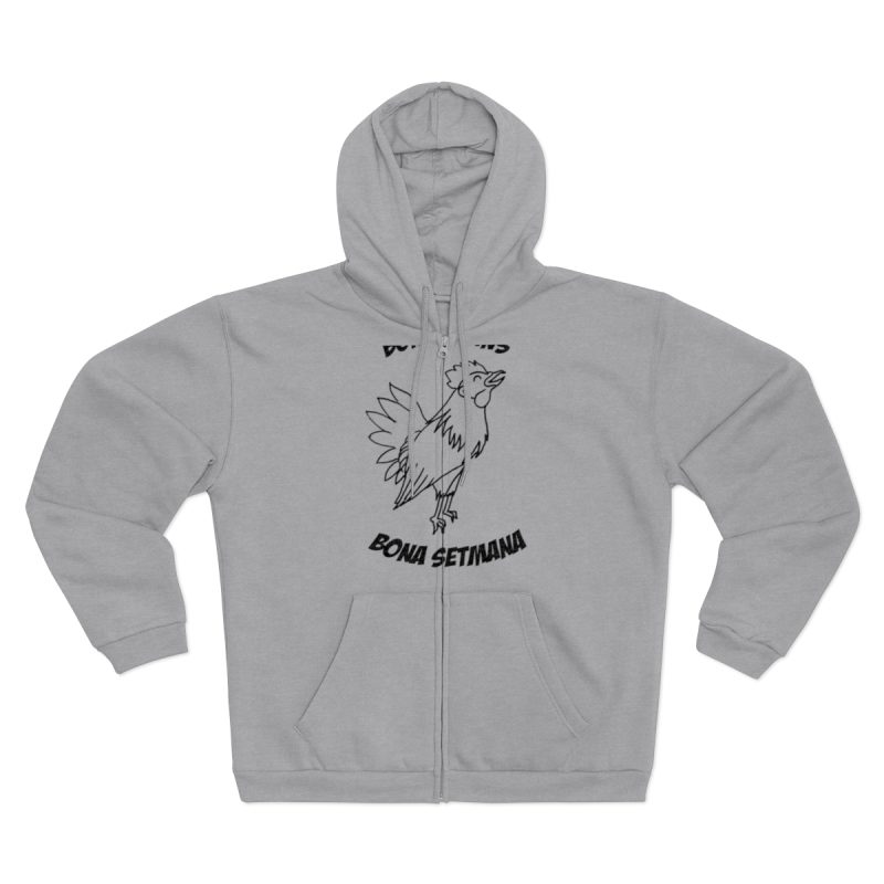 Sudadera capucha con cremallera premium - Gris jaspeado claro - Camiseta «Bon dilluns, bona setmana»