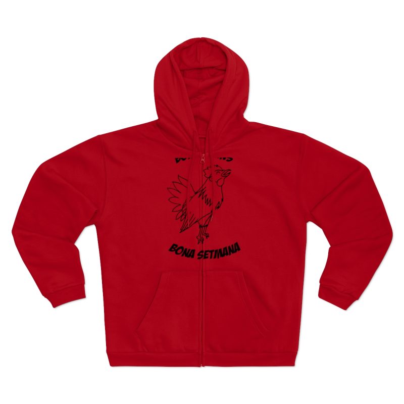 Sudadera capucha con cremallera premium - Rojo - Camiseta «Bon dilluns, bona setmana»