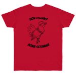 Camiseta punto liso - Rojo profundo - Camiseta «Bon dilluns, bona setmana»