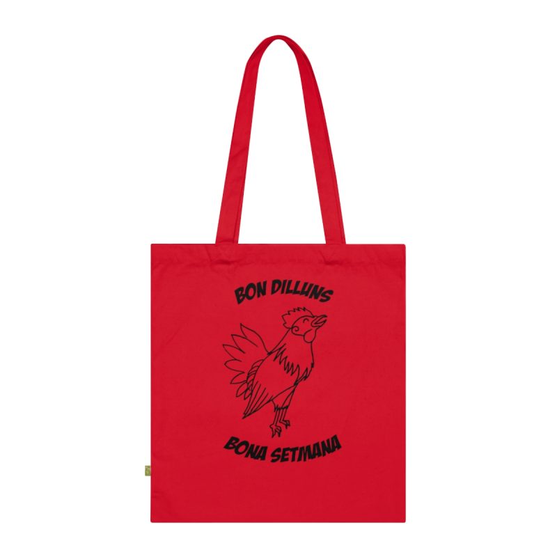 Bolsa de algodon organico - Rojo clasico - Camiseta «Bon dilluns, bona setmana» Bolsa de algodon organico - Rojo clasico - Camiseta «Bon dilluns, bona setmana»