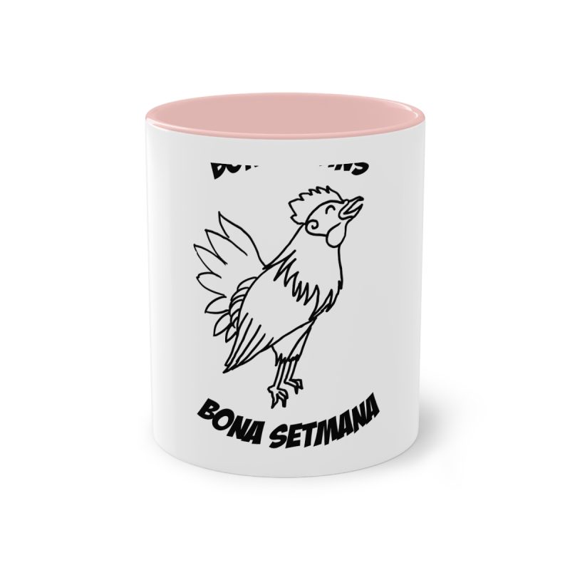 Taza bicolor - Rosa - Camiseta «Bon dilluns, bona setmana»