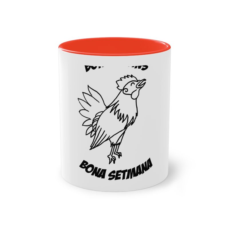 Taza bicolor - Rojo - Camiseta «Bon dilluns, bona setmana»