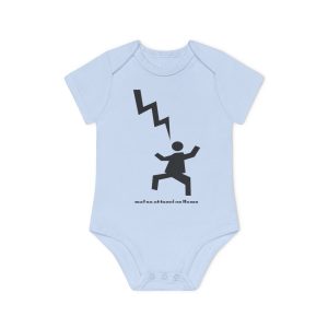 Body bebe manga corta organico - Azul empolvado - Mal no et toqui un llamp
