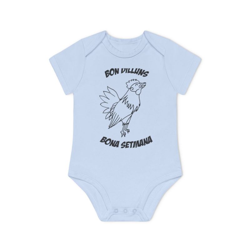 Body bebe manga corta organico - Azul empolvado - Camiseta «Bon dilluns, bona setmana» Body bebe manga corta organico - Azul empolvado - Camiseta «Bon dilluns, bona setmana»