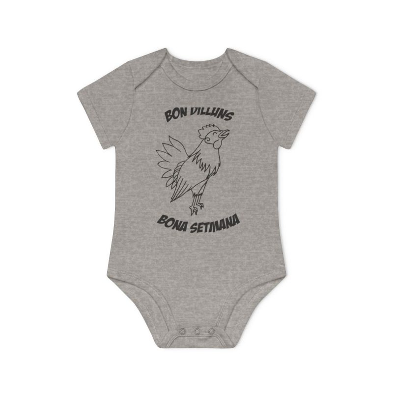 Body bebe manga corta organico - Gris jaspeado melange - Camiseta «Bon dilluns, bona setmana»