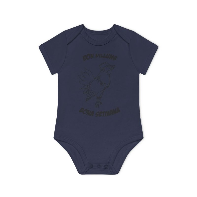 Body bebe manga corta organico - Azul marino nautico - Camiseta «Bon dilluns, bona setmana»