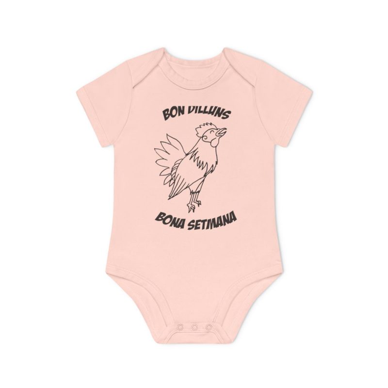 Body bebe manga corta organico - Rosa empolvado - Camiseta «Bon dilluns, bona setmana»