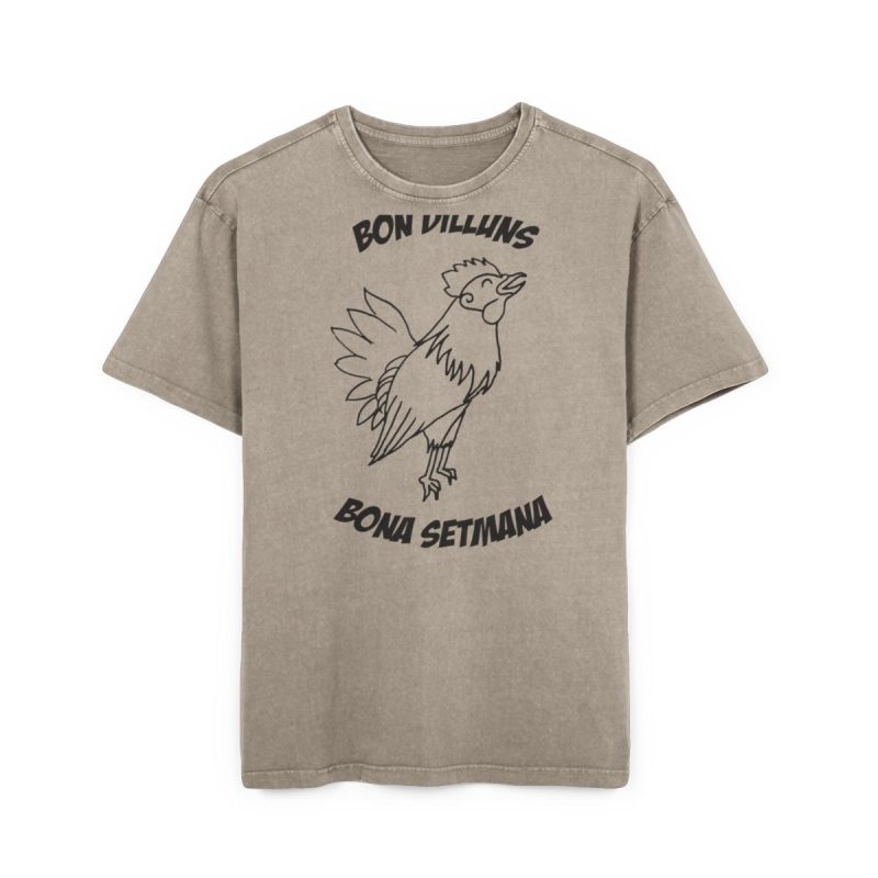 Camiseta oversize lavado acido - Caqui oscuro - Camiseta «Bon dilluns, bona setmana»
