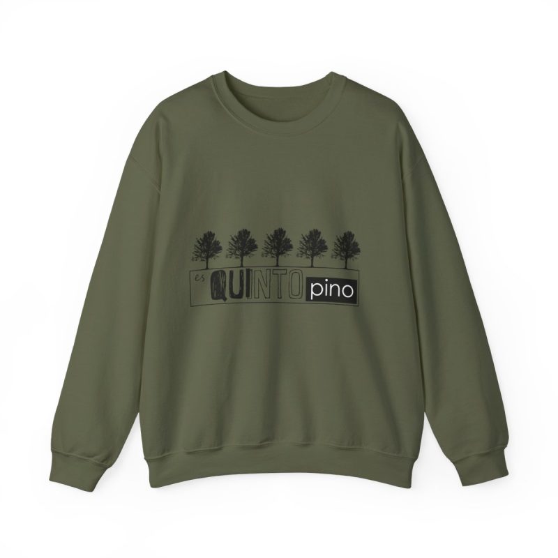 Sudadera cuello redondo - Verde militar - Camiseta «Es quinto pino»