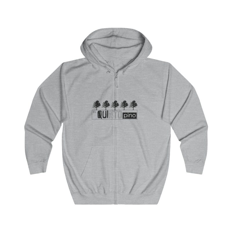 Sudadera con capucha y cremallera - Gris jaspeado claro - Camiseta «Es quinto pino»