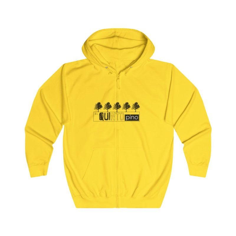 Sudadera con capucha y cremallera - Amarillo sol - Camiseta «Es quinto pino»