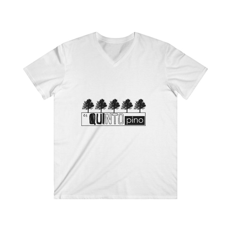 Camiseta hombre entallada cuello de pico - Blanco - Camiseta «Es quinto pino»