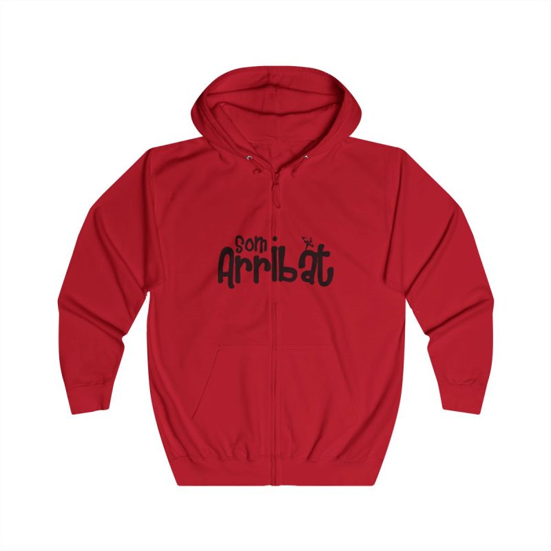 Sudadera con capucha y cremallera - Rojo fuego - Camiseta unisex «Som Arribat»