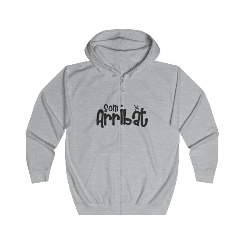 Sudadera con capucha y cremallera - Gris jaspeado claro - Camiseta unisex «Som Arribat»