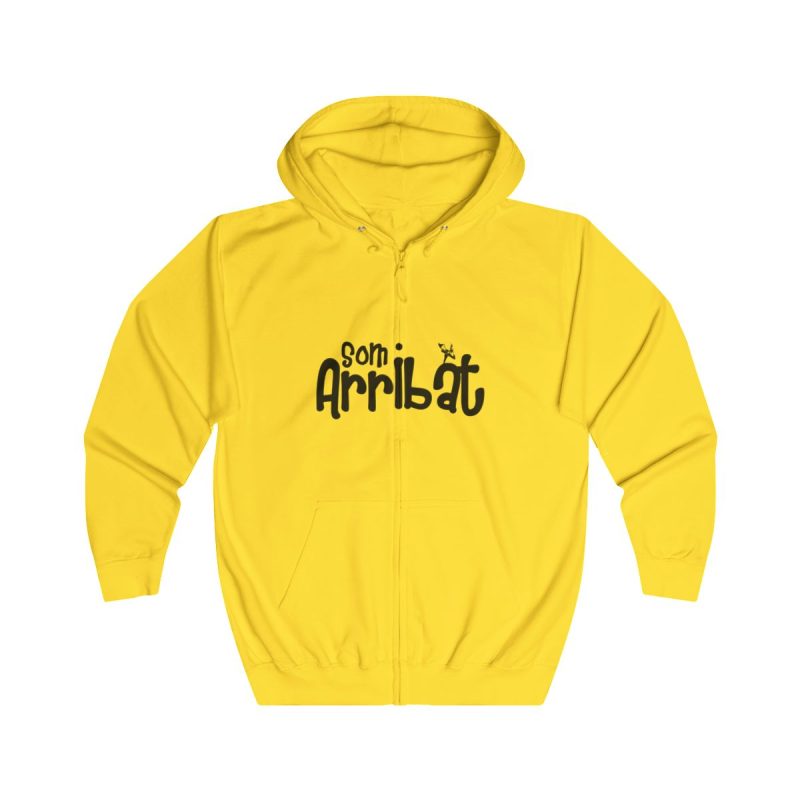 Sudadera con capucha y cremallera - Amarillo sol - Camiseta unisex «Som Arribat»