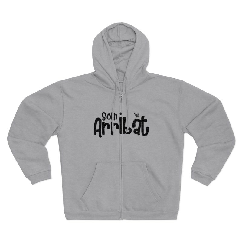 Sudadera capucha con cremallera premium - Gris jaspeado claro - Camiseta unisex «Som Arribat»