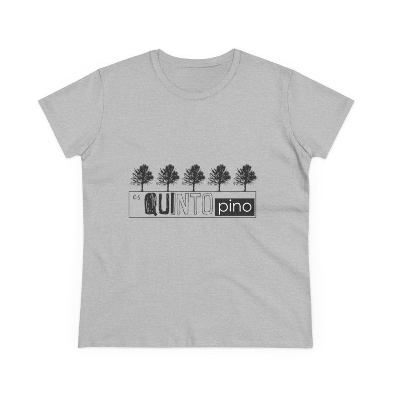 Camiseta mujer algodon medio - Gris deportivo - Camiseta «Es quinto pino»