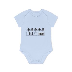 Body bebe manga corta organico - Azul empolvado - Camiseta «Es quinto pino»