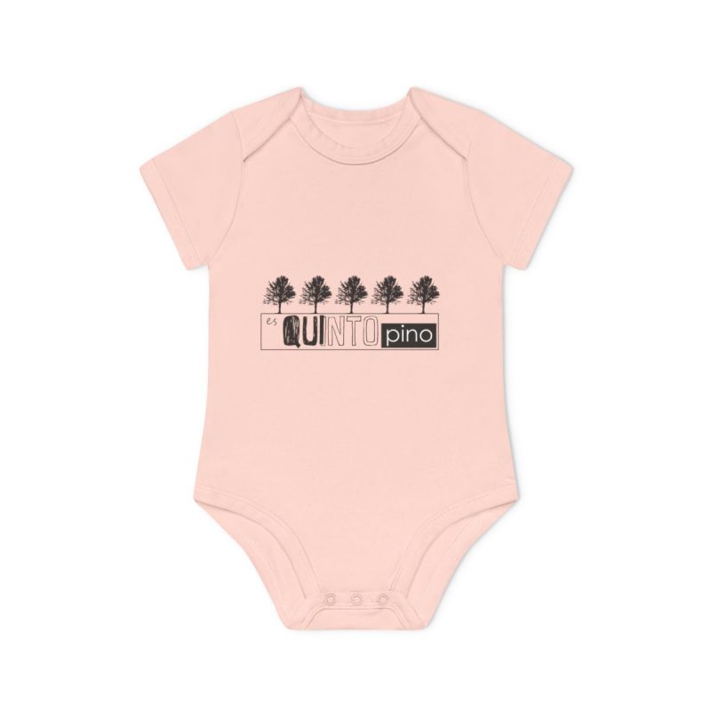 Body bebe manga corta organico - Rosa empolvado - Camiseta «Es quinto pino»