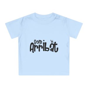 Camiseta de bebe - Azul empolvado - Camiseta unisex «Som Arribat»