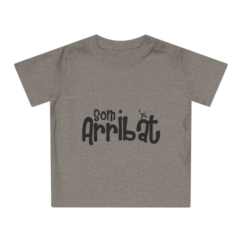 Camiseta de bebe - Gris jaspeado melange - Camiseta unisex «Som Arribat»