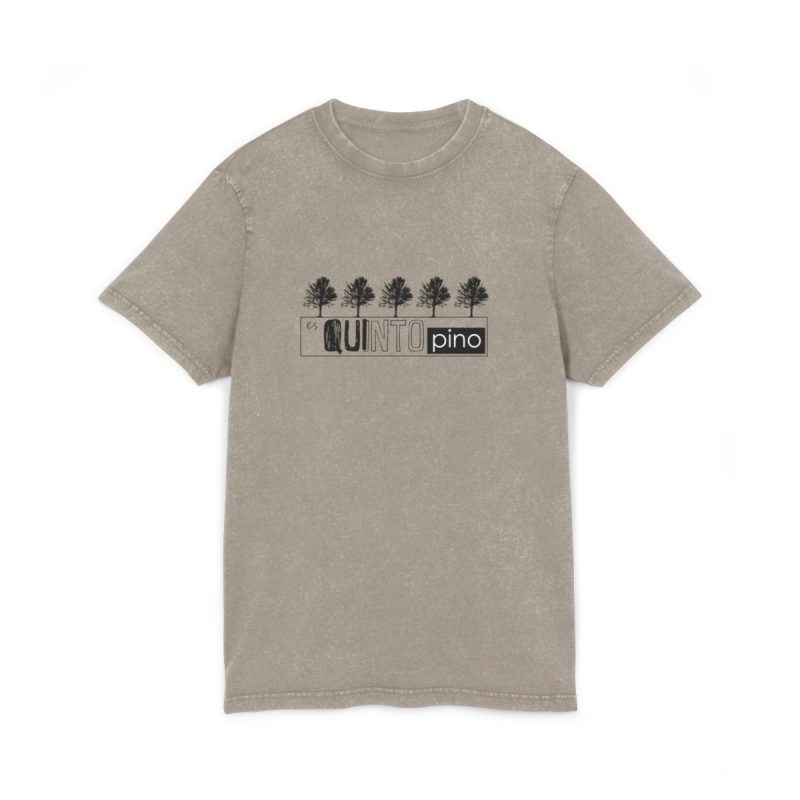 Camiseta lavado acido cuello redondo - Caqui oscuro - Camiseta «Es quinto pino»