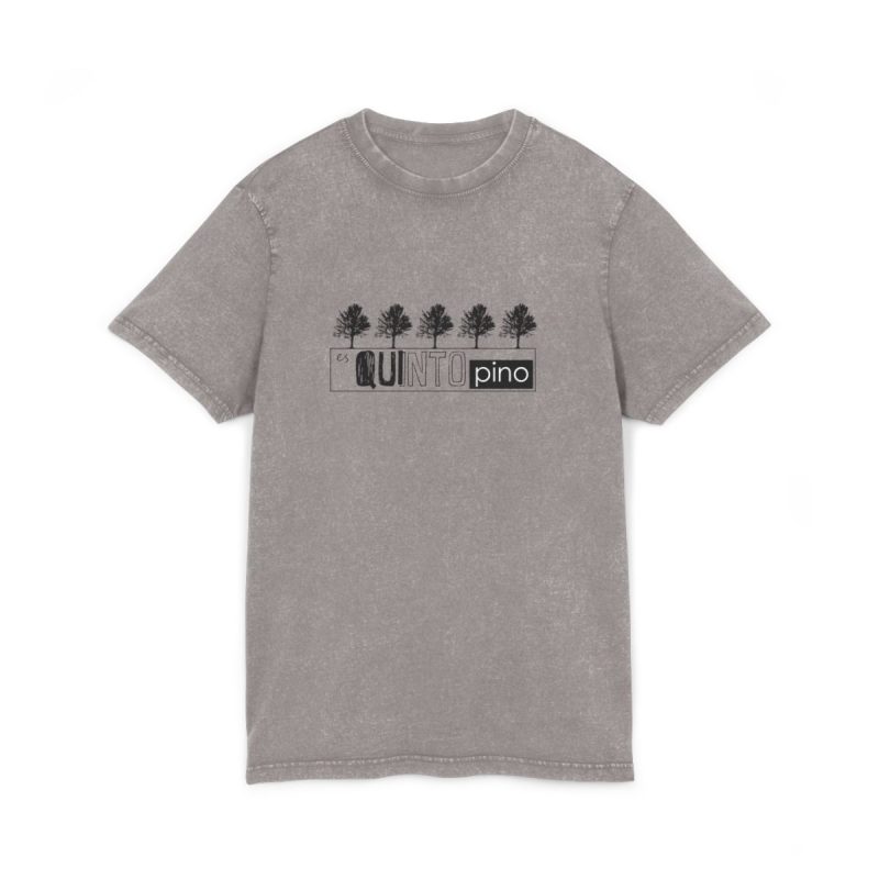 Camiseta lavado acido cuello redondo - Gris asfalto - Camiseta «Es quinto pino»