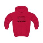 Sudadera con capucha infantil - Rojo fuego - Camiseta «No em penedeixo» Sudadera con capucha infantil - Rojo fuego - Camiseta «No em penedeixo»
