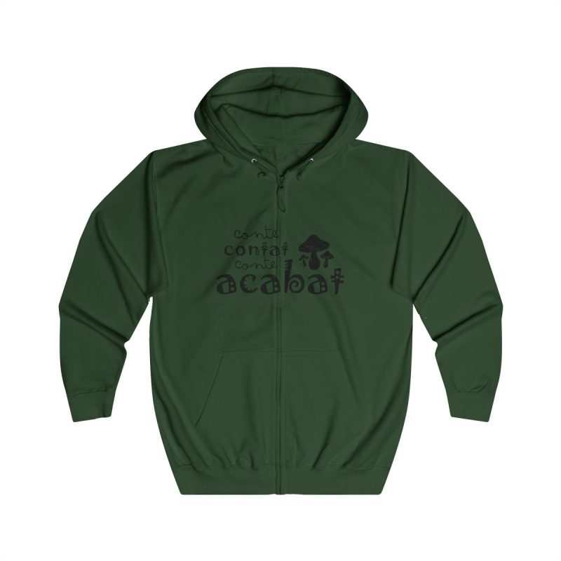 Sudadera con capucha y cremallera - Verde botella - Camiseta «Conte contat»