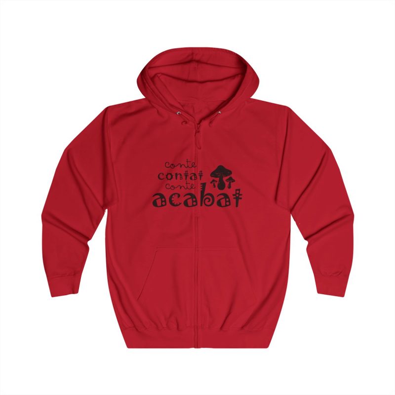 Sudadera con capucha y cremallera - Rojo fuego - Camiseta «Conte contat»