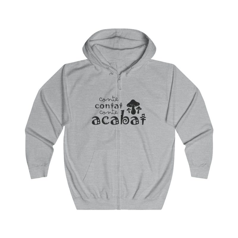 Sudadera con capucha y cremallera - Gris jaspeado claro - Camiseta «Conte contat»