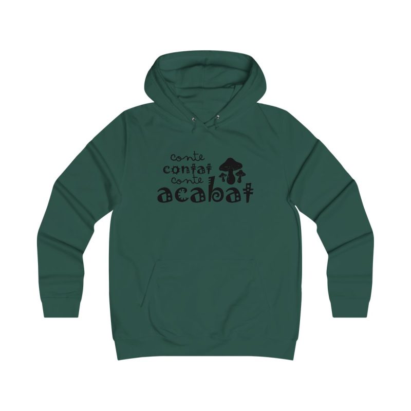 Sudadera universitaria mujer - Verde botella - Camiseta «Conte contat»