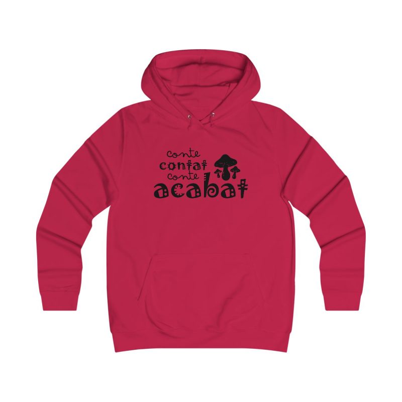 Sudadera universitaria mujer - Rojo fuego - Camiseta «Conte contat»