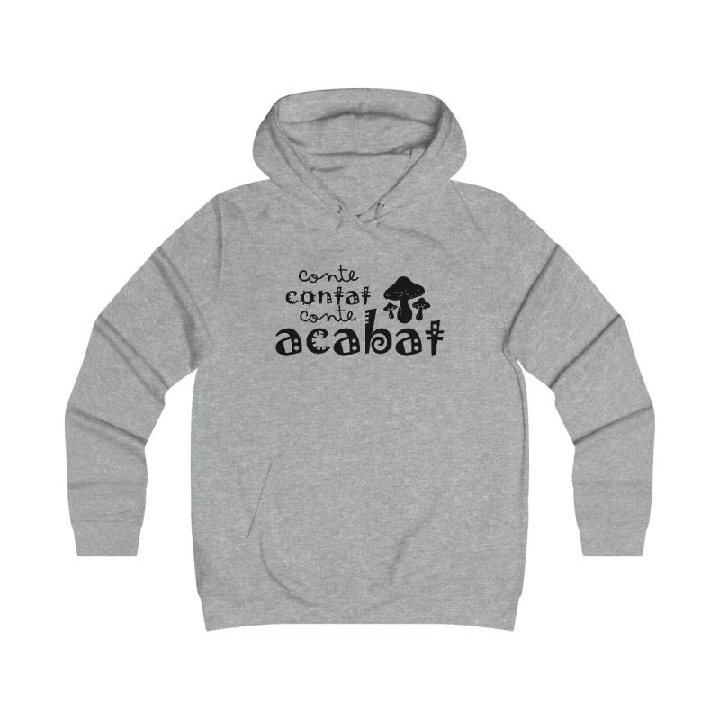 Sudadera universitaria mujer - Gris jaspeado claro - Camiseta «Conte contat»