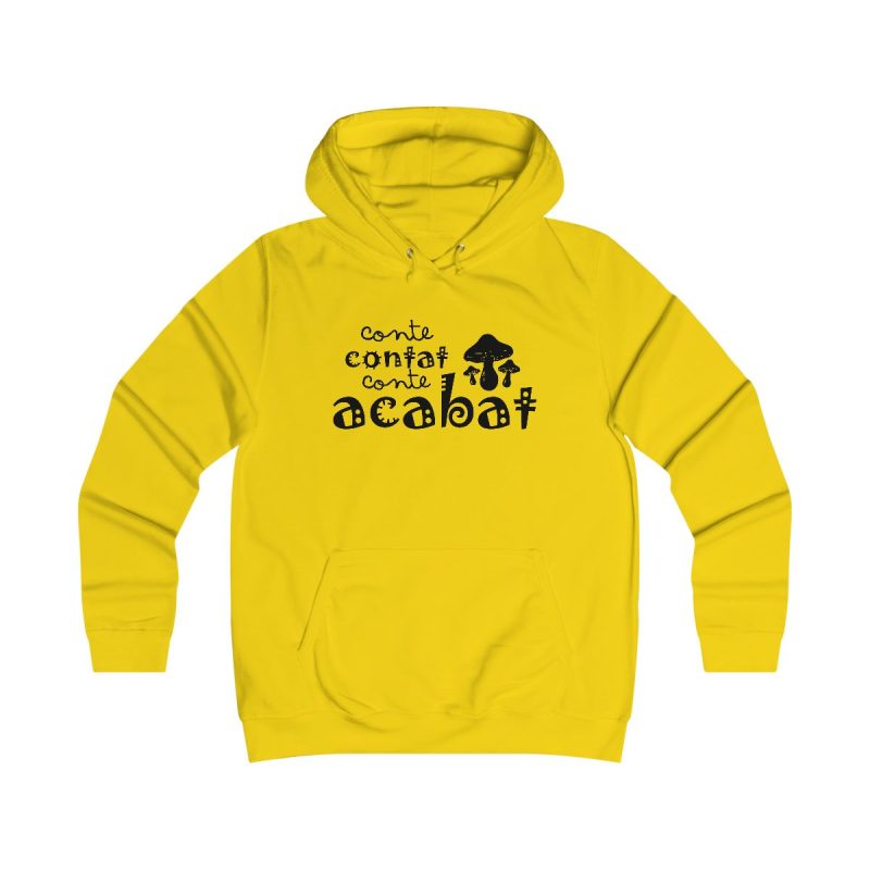 Sudadera universitaria mujer - Amarillo sol - Camiseta «Conte contat»