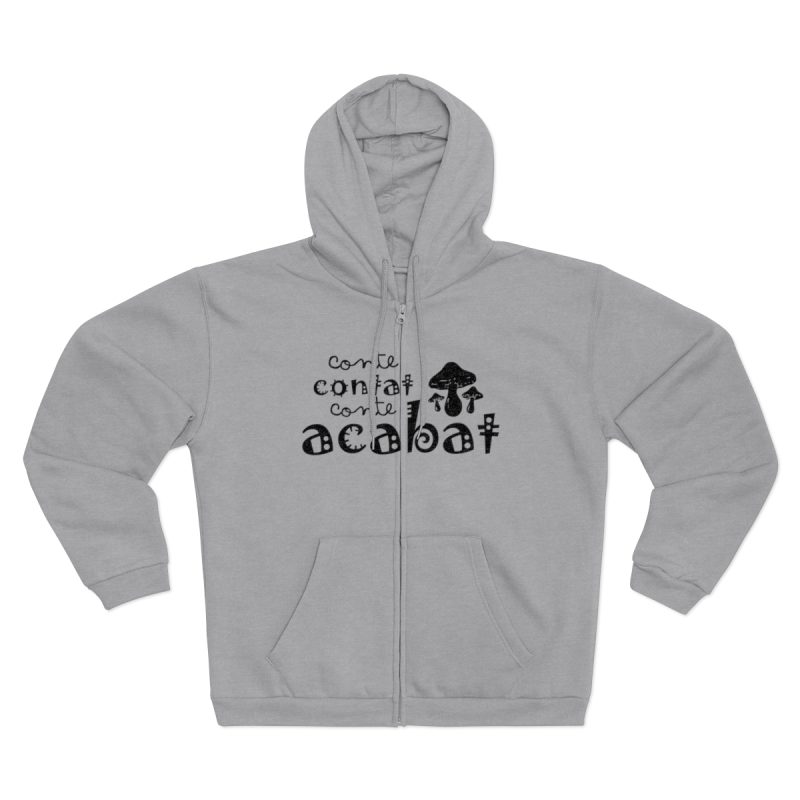 Sudadera capucha con cremallera premium - Gris jaspeado claro - Camiseta «Conte contat»
