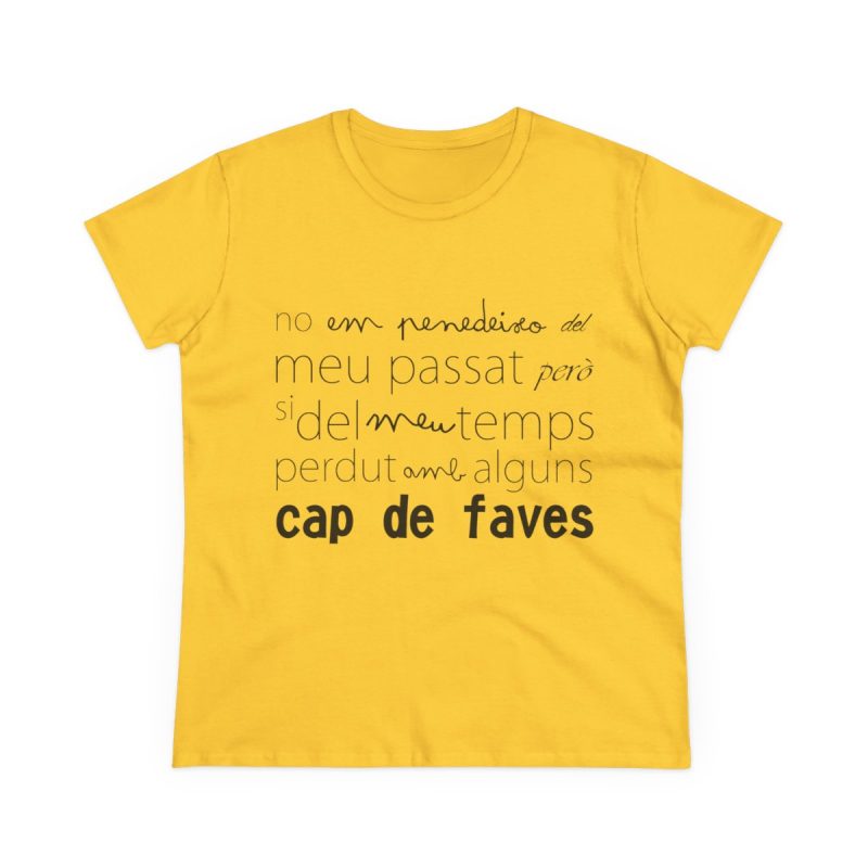 Camiseta mujer algodon medio - Amarillo margarita - Camiseta «No em penedeixo» Camiseta mujer algodon medio - Amarillo margarita - Camiseta «No em penedeixo»