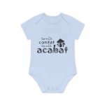 Body bebe manga corta organico - Azul empolvado - Camiseta «Conte contat»