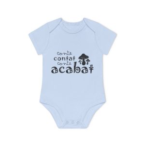 Body bebe manga corta organico - Azul empolvado - Camiseta «Conte contat»