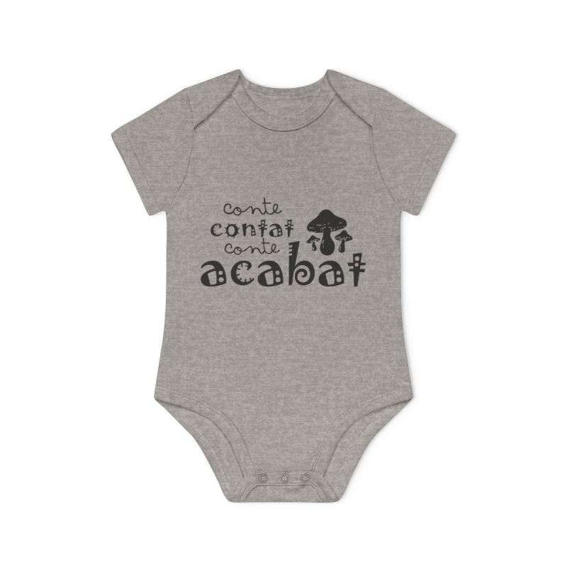 Body bebe manga corta organico - Gris jaspeado melange - Camiseta «Conte contat»